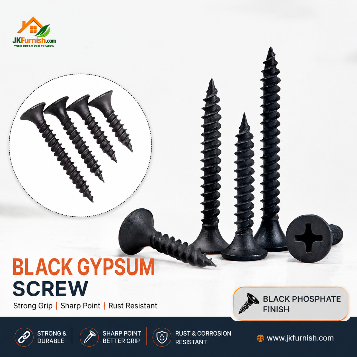 2 INCH BLACK PHOSPHATE GYPSUM SCREW